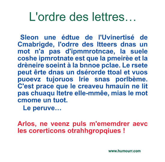 Ordre des lettres